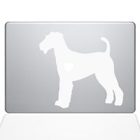 The Decal Guru I Love My Airedale Terrier Decal Vinyl Sticker, 13" MacBook Air, White (1471-MAC-13A-W)
