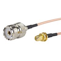 2pcs SMA Female to UHF SO-239 Female Cable Connector Eagles(TM), 6Inch/0.5ft/15cm Handheld Antenna Cable Adapter for Wouxun, Baofeng, Quasheng, Linton, UHF Base and Mobile Antennas