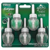 Glade PlugIns Scented Oil Refill ICY Ever Green Forest, Essential Oil Infused Wall Plug in, Up to 50 Days of Continuous Fragrance, 3.35 FL OZ, Pack of 5