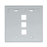 Leviton 42080-3GP 3-Port Dual Gang QuickPort Wallplate with ID Windows, Grey