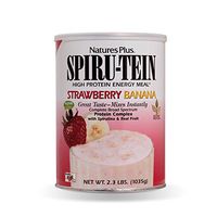 NaturesPlus SPIRU-TEIN Shake - Strawberry Banana - 2.3 lbs, Spirulina Protein Powder - Plant Based Meal Replacement, Vitamins & Minerals for Energy - Vegetarian, Gluten-Free - 30 Servings