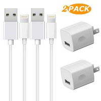 Boost+ 2-Pack Charging Cable Cords with 2-Pack Power Plug Adapter 5V Cubes Compatible with Apple iPhone, iPod Mobile Digital Device, White
