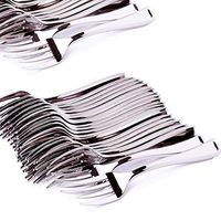 SimpleHomeCo. Premium Mini Plastic Forks for Appetizers - 100 Pieces 4 Inches - Stainless Steel Finished, Silver, Disposable - Perfect for Tastings and Desserts