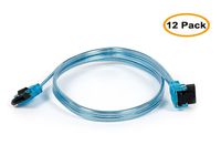 12 Pack, 18 inch SATA 6Gbps Cable w/Locking Latch 90 Degree to 180 Degree UV Blue, CNE533490