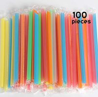 SBYURE Jumbo Drinking Straws Individually Wrapped,100 Pack 9 Inch Long Extra Wide Smoothie 0.45" Assorted Bright Color Disposable Boba Bubble Tea,Milkshakes Slushies Straws