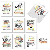 10 Gratitude and Thank You Cards with Envelopes 4 x 5.12 inch - Words Of Appreciation Greeting Cards for Wedding, Baby Shower, Thanksgiving - Boxed Occasion Stationery Note Card Set M10019TY