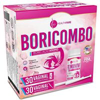 BoriCombo Boric Acid Vaginal Suppositories 600mg 30Count w/ 30 Vaginal Applicators - Feminine Hygiene Kit - pH Balance for Women, Feminine Care - Made in USA