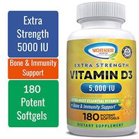 Extra Strength Vitamin D3 5000 IU Softgels by Yorker Health | Healthy Muscle Function, Bone Health, Heart