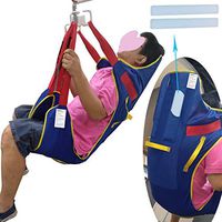 Patient Lift Medical Slings Transfer Belts Toilet Bath Shower Aids Lifting Cushion Full Body Divided Leg Padded Straps for Lumbar Back Headrest Support AnyBack Load 480lbs Free Size Blue