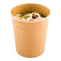 Bio Tek 32 oz Round Kraft Paper Soup Container - 4 1/2" x 4 1/2" x 5 1/4" - 200 count box - Restaurantware