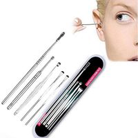 Tinffy 5pcs Stainless Steel Ear Pick Curette Earwax Remover Spoon Spiral Ear Cleaner T Earwax Removal