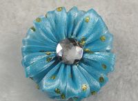 20pcs Organza Circular Flower Rhinestones Appliques Craft DIY (Pick Color) (Blue)