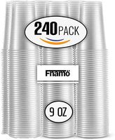 9 Oz Clear Plastic Cups by Fnamo, For Any Occasion, BPA-Free Disposable Transparent Ice Tea, Juice, Soda, and Coffee Glasses for Party, Picnic, BBQ, Travel, and Events, (240, 9 oz)
