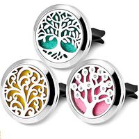 RoyAroma 3PCS 30mm Car Aromatherapy Essential Oil Diffuser Stainless Steel Locket with Vent Clip 36 Felt Pads