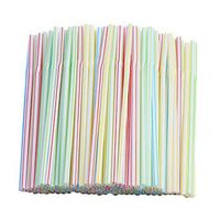 200 Pcs Flexible Straws,Disposable Plastic Stripes Multiple Colors Straws.(0.23'' diameter and 7.8" long)