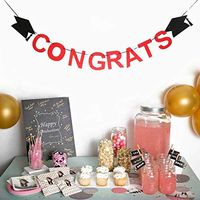 Congrats Doctoral Cap Felt Banner Graduation Party Garland Sign Hanging Decor |Color - Red|