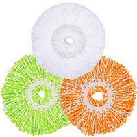 Amaou Spin Mop Head Replacement, Microfiber Mop Heads Refill universal 360 Spin Magic Mop, Round Shape Standard Size 3 Pack( White, Yellow, Green)