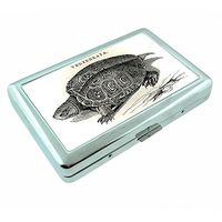 Vertebrata Tortoise Em1 Hip Silver Cigarette Case Id Holder Metal Wallet 4" X 2.75" RFID Protection