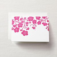 Crane & Co. Letterpress Plum Blossom Note (CF1329), Pack of 10