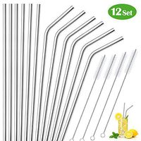 Stainless Steel Straws,ELECOOL Set of 12 Reusable Long 9.05'' Metal Drinking Straws for 30 20oz Tumbler Bonus 4 Cleaning Brush