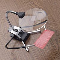 AJUYG Led Lighted Hands Free Magnifying Glass with Light Stand - 2.5X 5X Large Portable Illuminated Magnifier for Reading, Inspection, Soldering, Needlework, Repair, Hobby & Crafts