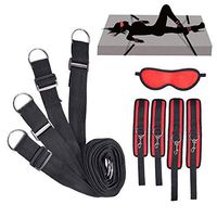 yaojin Red Soft Sleep Mask Eye Mask Blindfold with Premium Nylon Straps Kits, Adjustable Comfortable Wrist and Ankle Handcuffs