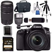 Canon EOS 80D DSLR Camera with 18-135mm IS USM Lens + Canon EF 75-300mm Lens + Canon 100ES EOS Shoulder Bag Bundle