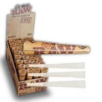 Raw Natural Unrefined Rolling Papers King 32 Packs of 3 Cones in Each (Total 96 Cones Total)