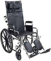 Chrome Sport Reclining Wheelchair with Detachable Desk Length Arms and Elevating Leg rest 18"