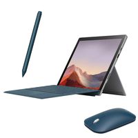 Microsoft Surface Pro 7 2 in 1 Touchscreen PC Tablet 12.3" 2736x1824, 10th Gen i5, 8GB RAM, 128GB SSD, 4 Core up to 3.70 GHz, USB-C, Backlit, Webcam, Win 10 w/Cobalt Blue Type Cover, Pen and Mouse