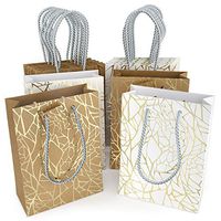 Glogex Gift Bags, Kraft Paper Gifts Bag for Birthday, Weddings Presents (Set of 14 Bags, 2 Crack Designs)