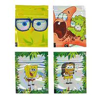 100 pcs Customized Printed Bags Mylar Aluminum Foil Zip Lock Pouch Food Storage Moisture Proof Keep Aroma Bags (11x14cm (5-10g)(4.33"x5.51"), Spongbob)