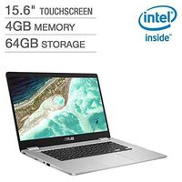 2019 Newest Asus Chromebook 15.6" Full HD Touchscreen 1080p, Intel N4200 Quad-Core Processor 2.5GHz, 4GB RAM, 64GB Storage, Brushed Aluminum Chassis