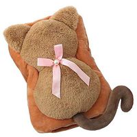 Portable Hand Warmer Rechargeable Electric Heat/Hot Water Bag with Soft Removable Cartoon Cat Cover Helps Warm Body&Muscle Relaxation&Relieve Fatigue&Home Sofa Pillow (Coffee)