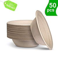 OURhome Compostable Disposable Bowl Biodegradable Heavy Duty Eco-Friendly Sugarcane Fiber Bagasse for Picnics, Bbqs,and Parties, Pack of 50