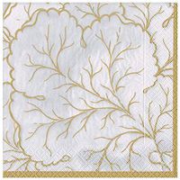 Caspari Gilded Majolica Paper Dinner Napkins in Ivory, 20 Per Package