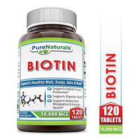 Pure Naturals Biotin 10000 mcg 120 Tablets (Non-GMO)- Supports Healthy Hair, Skin & Nails - Promotes Cell Rejuvenation and Energy Production. *