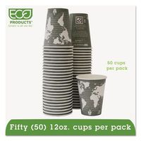 ECO-PRODUCTS, INC EPBHC12WAPK World Art Renewable Resource Compostable Hot Cups, 12oz, Green, 50/Pack