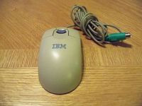 IBM White 3 Button Blue Scroll Point PS/2 Ball Mouse MO09K