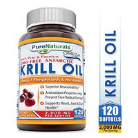 Pure Naturals Krill Oil Dietary Supplement - 2000 mg Per Serving - 240mg Omega 3 Fatty Acids with 120mg EPA & 80mg DHA Per Serving - Support Heart, Joint, Brain Health* (120 Count)