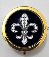 BlackKey Fleur De Lis Design 3-Compartment Decorative Pocket Gift Box Case Organizer for Pill, Color 2 -395