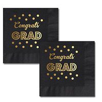 Metallic Gold and Black Graduation Napkins (100)