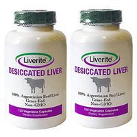 Liverite 100% Grass-Fed Argentinian Natural Beef Liver in Vegetable Capsules 2-Pack: 240 Capsules 750mg Each