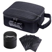 Upgraded Smell Proof Case Bag Odor Proof Stash Bag Container with Combination Lock for Herbs, Medicine,Food, Bonus Smell Proof Jar and 5 Resealable Bag Free