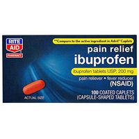 Rite Aid Coated Ibuprofen, 200 mg - 100 Caplets | Pain Reliever & Fever Reducer