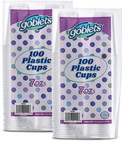 200 Count 7 oz Disposable Clear Plastic Drinking Cups, Stackable, Great For Home, Office, Parties, Events, Wedding reception, Or Everyday Use, 2 Packs By Goblets