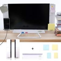 DailyTreasures Acrylic Monitor Memo Board,7pcs Set Includes 2pcs Computer Monitors Side Panel(Left+Right),1pcs Message Memo Pad Shelves+4 Set Sticky Notes for Office Home Desk Organizer Phone Holder