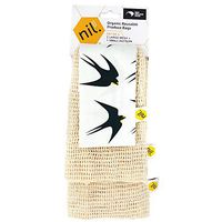 NIL reusable produce bags - 3 pack organic - 2 organic mesh produce bags plus 1 pattern organic cotton produce bag (Black Bird)