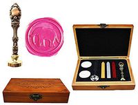 MNYR Elephant Animal Luxury Wood Box Gold Metal Peacock Wedding Invitations Gift Cards Paper Stationary Envelope Seals Custom Logo Wax Seal Sealing Stamp Wax Sticks Melting Spoon Wood Gift Box Kit