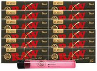 RAW Black Natural Unrefined 1 1/4 Rolling Papers (12 Packs) with Rolling Paper Depot KewlTube